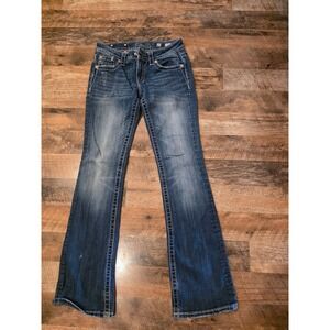 Miss Me Signature Bootcut Jeans Womens 27 Fleur de Lis Embellished Medium Wash